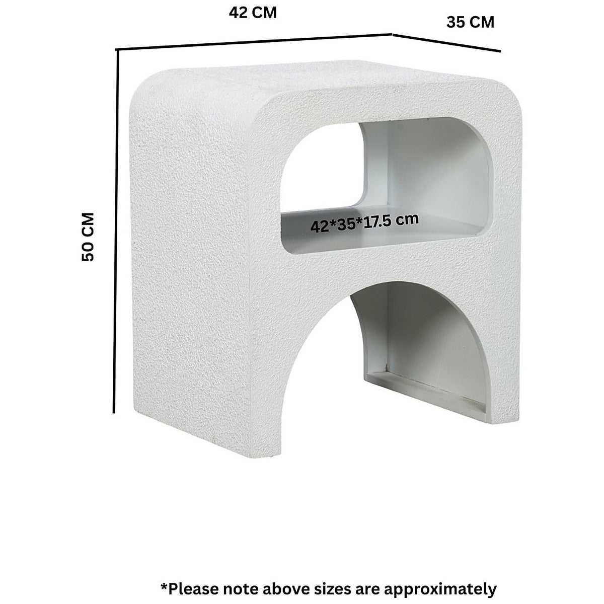 Orbica White A-Shape Textured Finish Side Table with Shelf - image 7