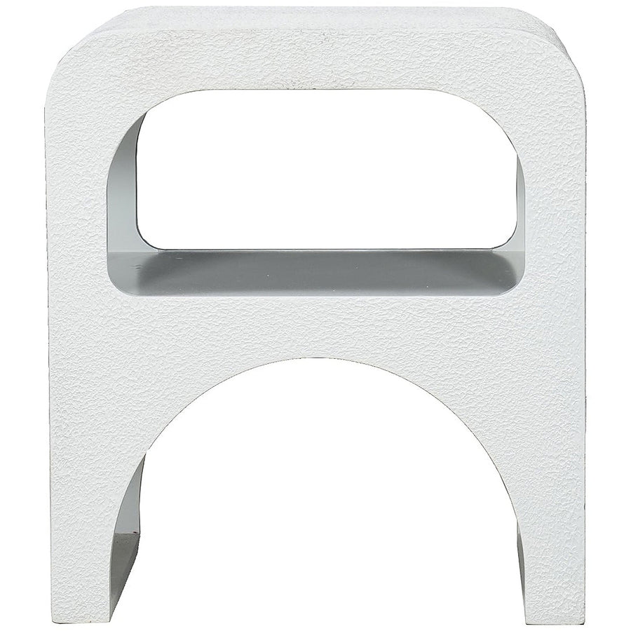 Orbica White A-Shape Textured Finish Side Table with Shelf - image 4