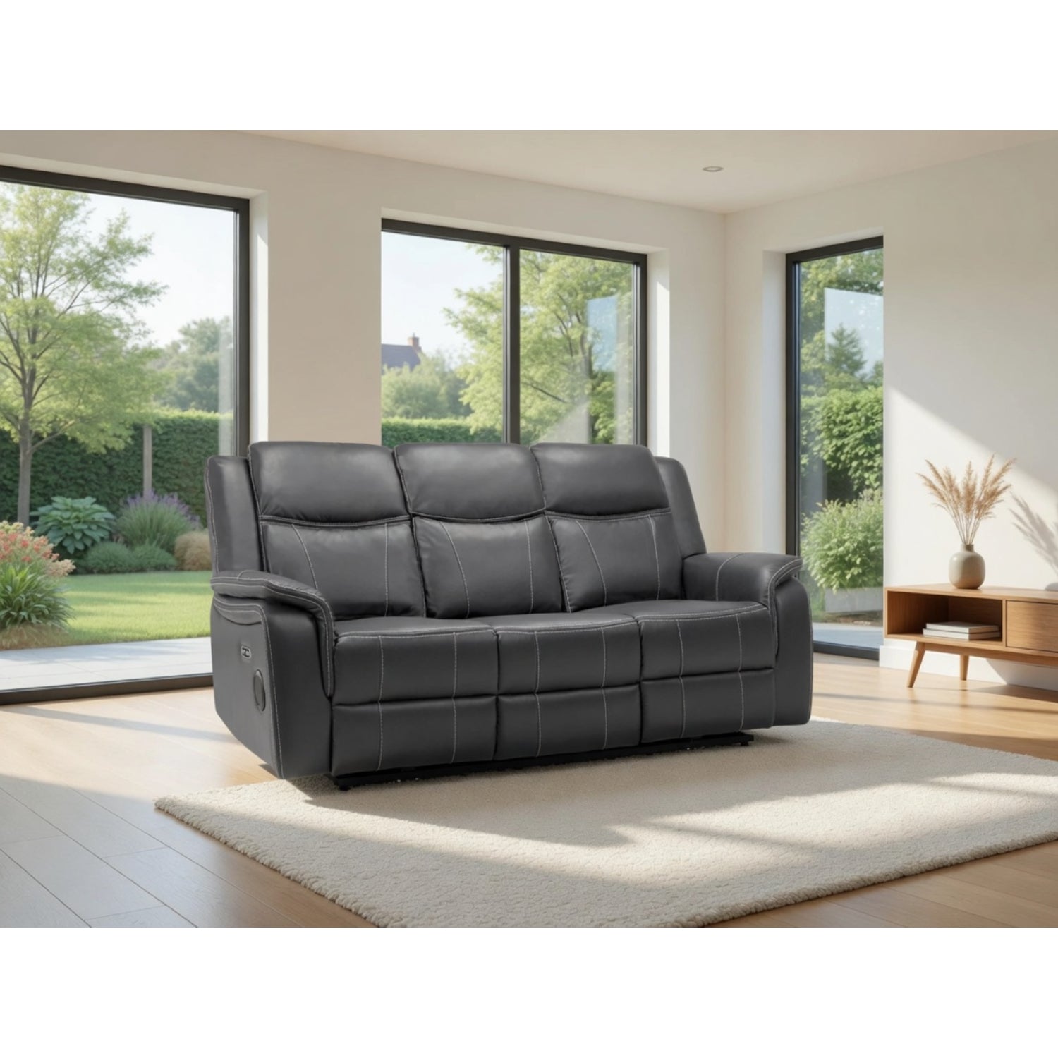 Galaxy Teach Electric Recliner 3 Seater Leather in Grey