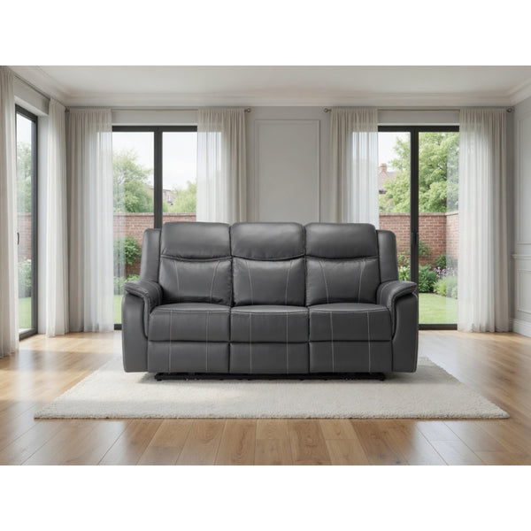 Galaxy Teach Electric Recliner 3 Seater Leather in Grey