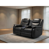 Galaxy Tech Electric Recliner 2 Seater Leather in Black