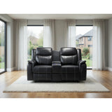 Galaxy Tech Electric Recliner 2 Seater Leather in Black