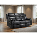 Galaxy Tech Electric Recliner 3 Seater Leather in Black
