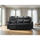 Galaxy Tech Electric Recliner 3 Seater Leather in Black