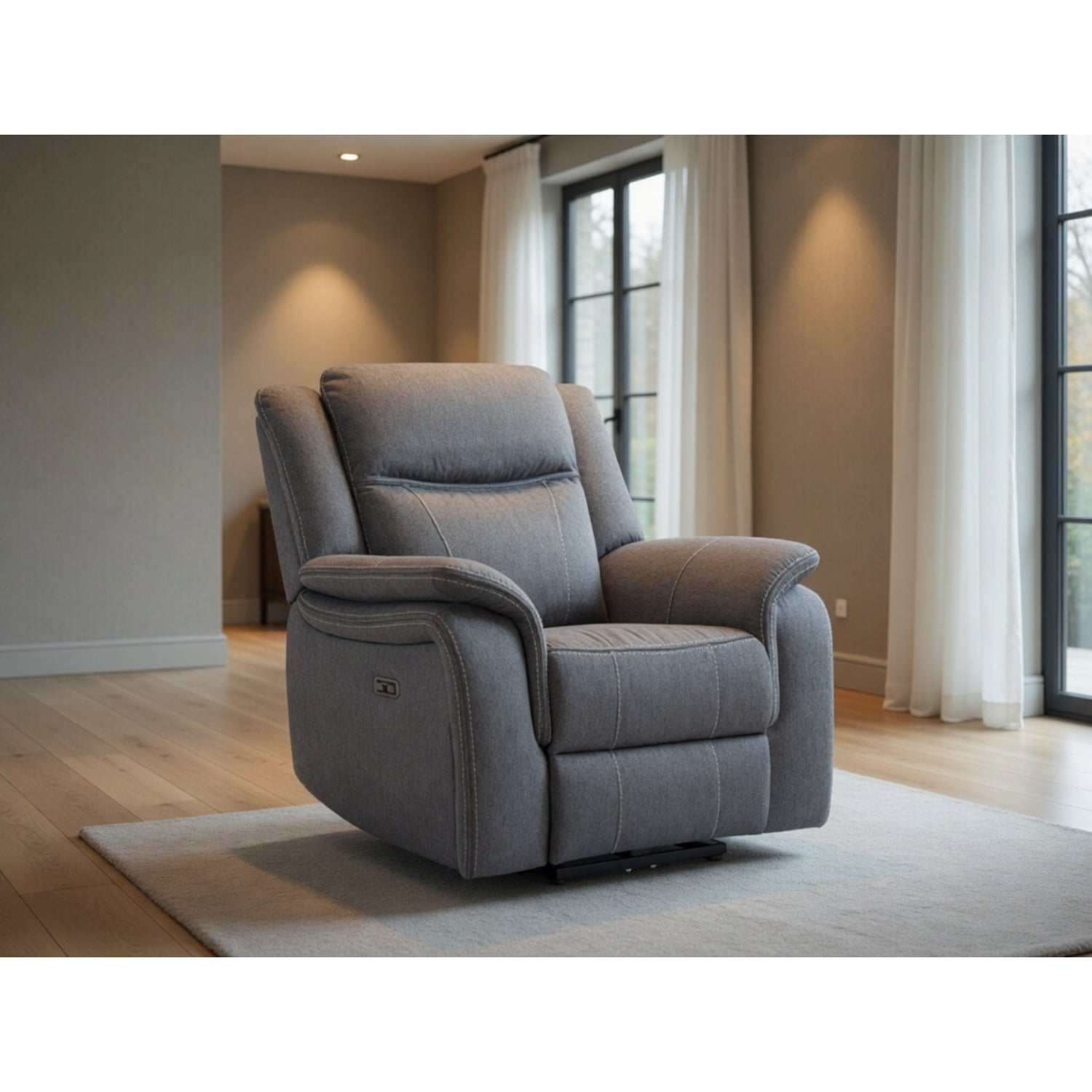 Galaxy Tech Electric Recliner Armchair Fabric in Grey