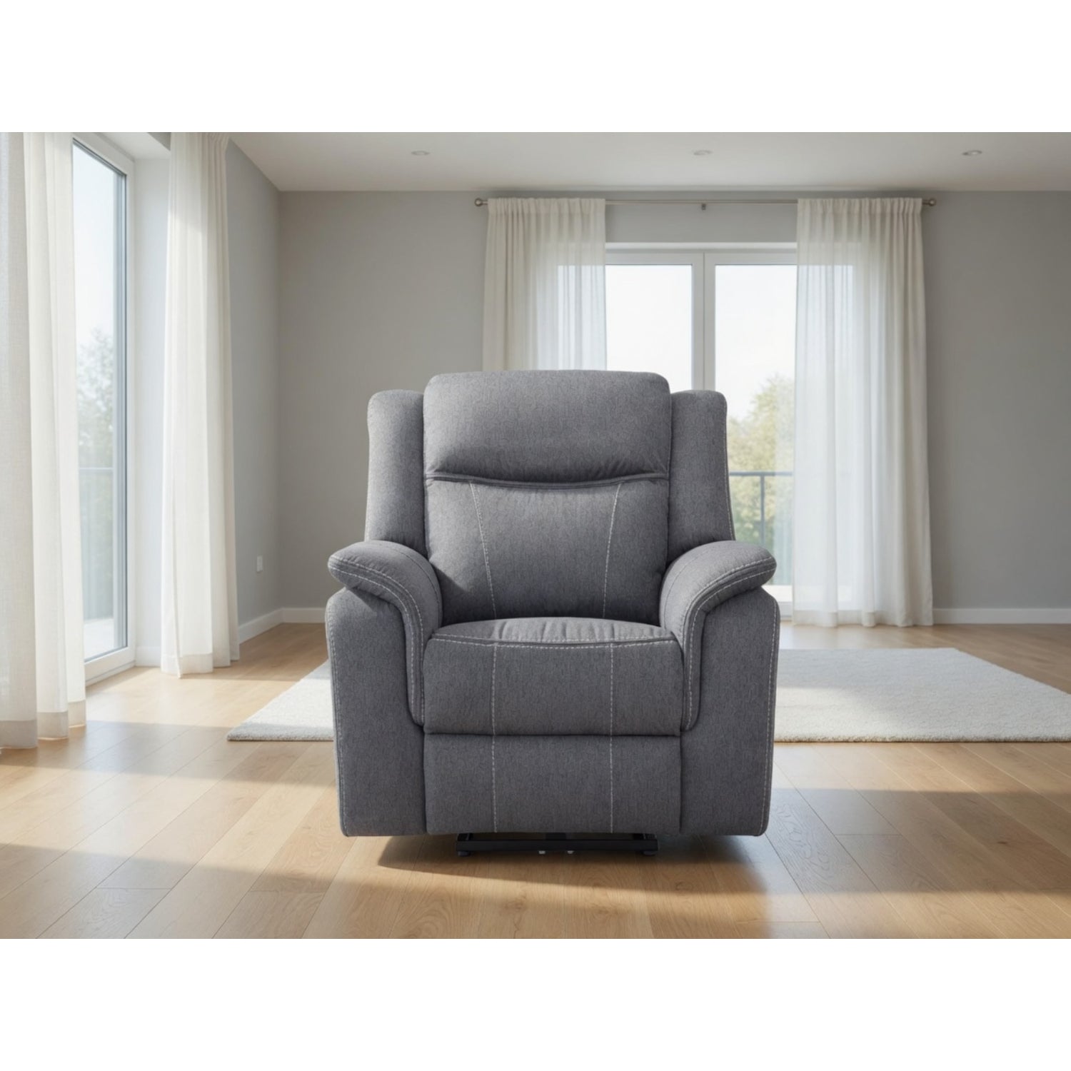 Galaxy Tech Electric Recliner Armchair Fabric in Grey
