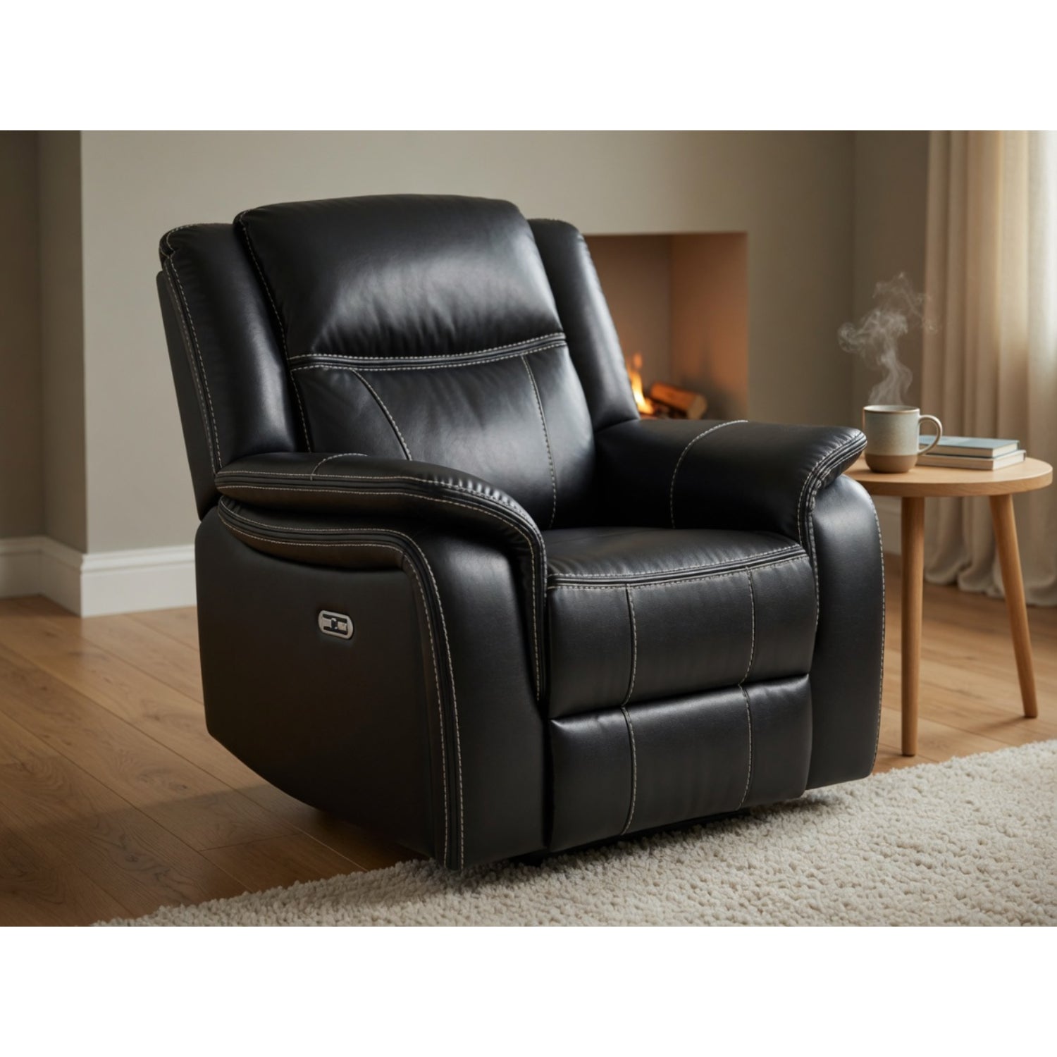 Galaxy Tech Electric Recliner Armchair Leather in Black