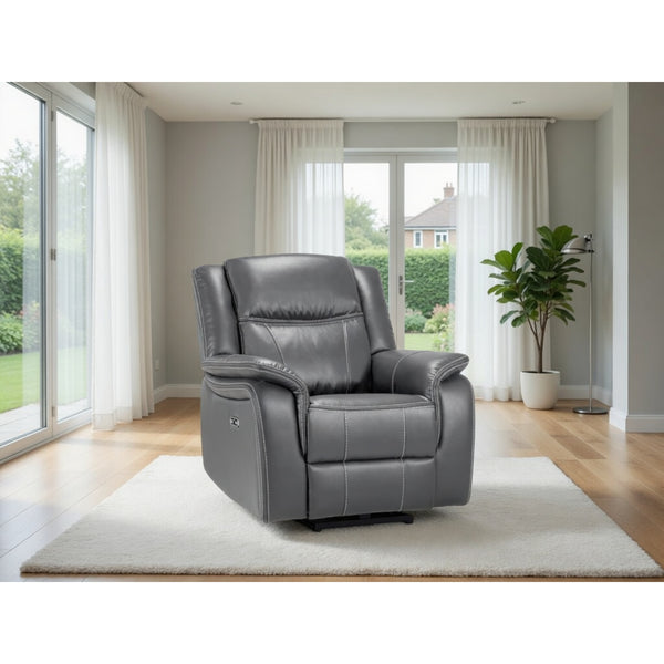 Galaxy Tech Electric Recliner Armchair Leather in  Grey