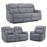 Galaxy Tech Electric Recline  3+2+1  Sofa Set In Grey Fabric