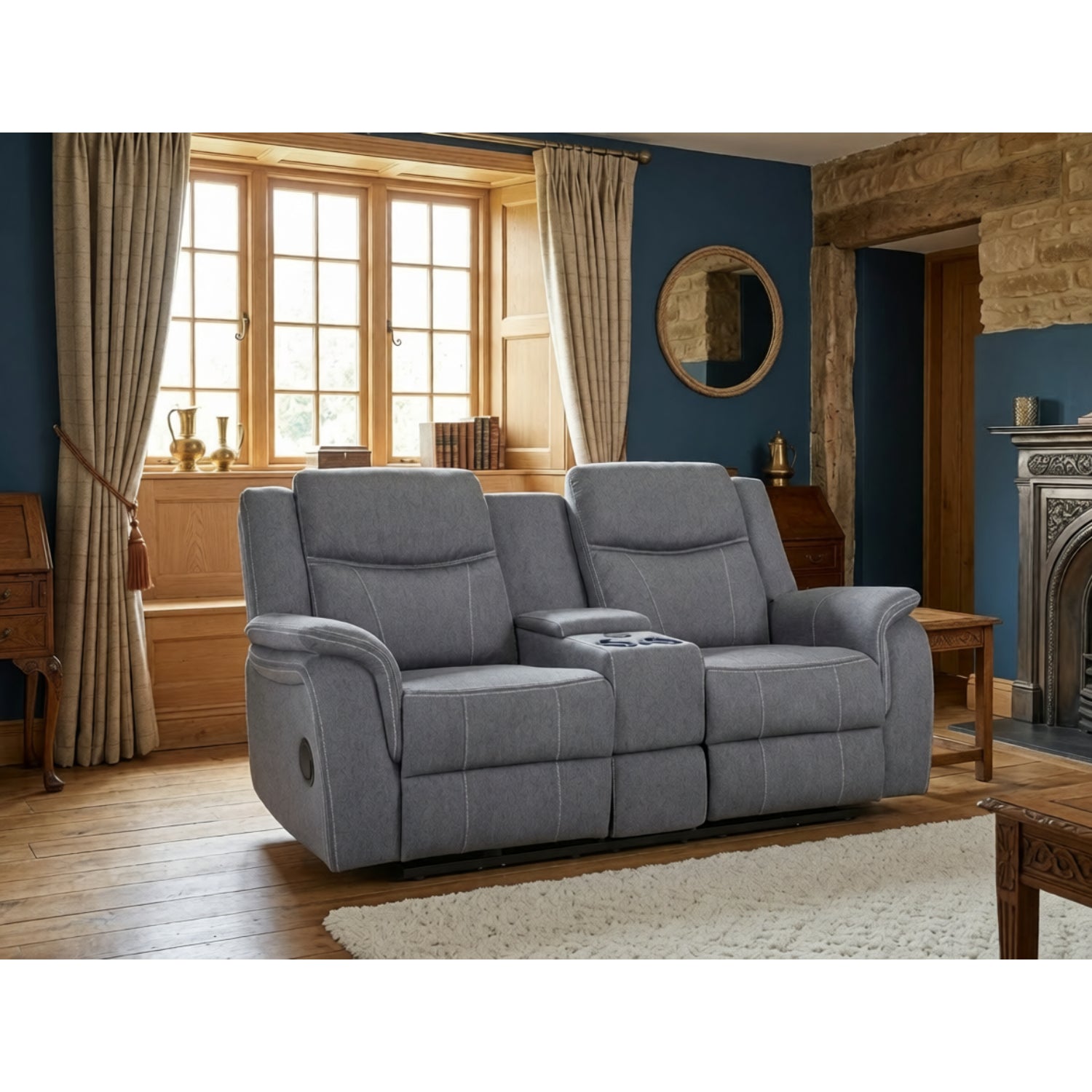 Galaxy Tech Electric Recline  3+2+1  Sofa Set In Grey Fabric