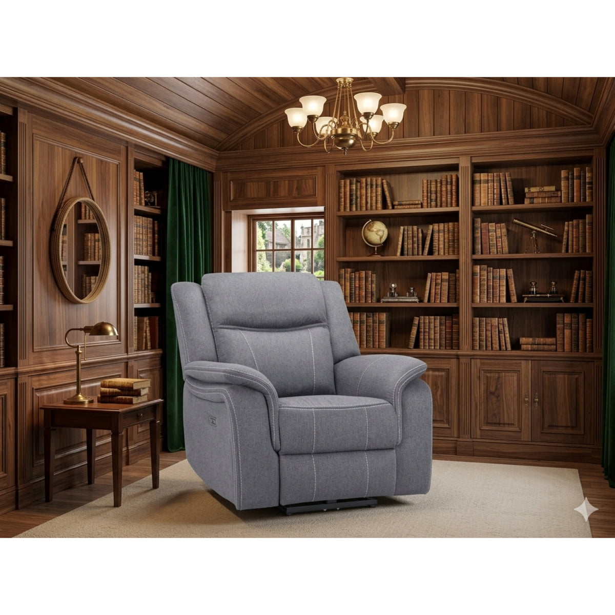 Galaxy Tech Electric Recliner Fabric 3+1+1 Sofa Set In Grey