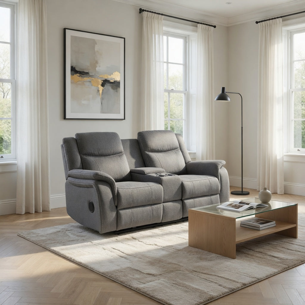 Galaxy Tech Electric Recliner 3+2  Sofa Set in Grey Fabric