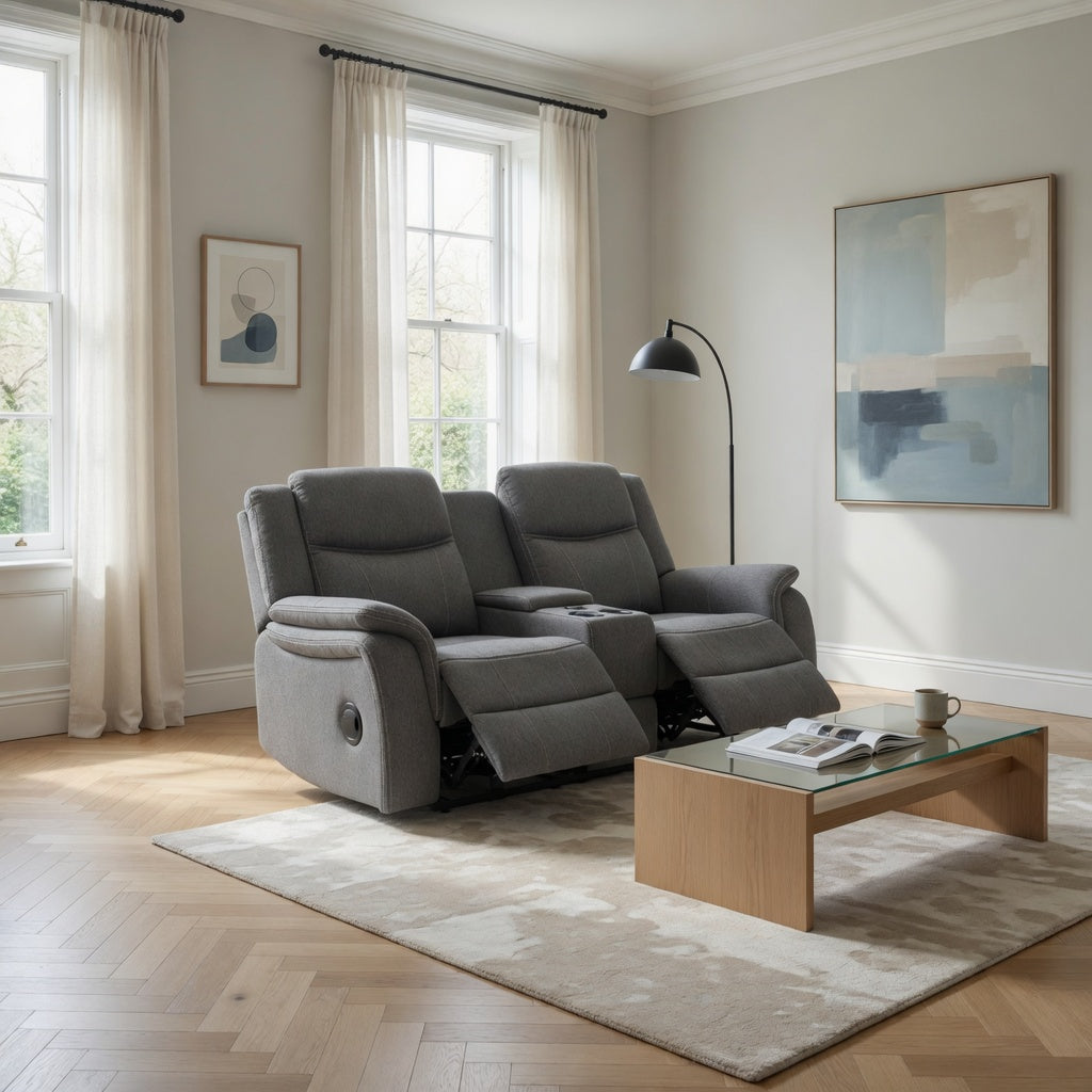 Galaxy Tech Electric Recliner 3+2  Sofa Set in Grey Fabric