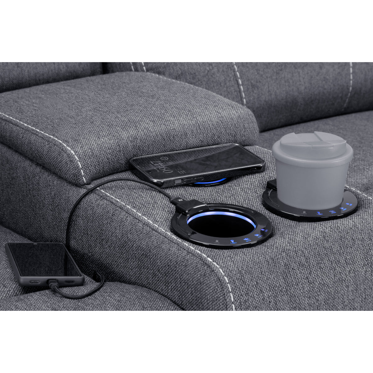 Galaxy Tech Electric Recliner Fabric 3+1+1 Sofa Set In Grey