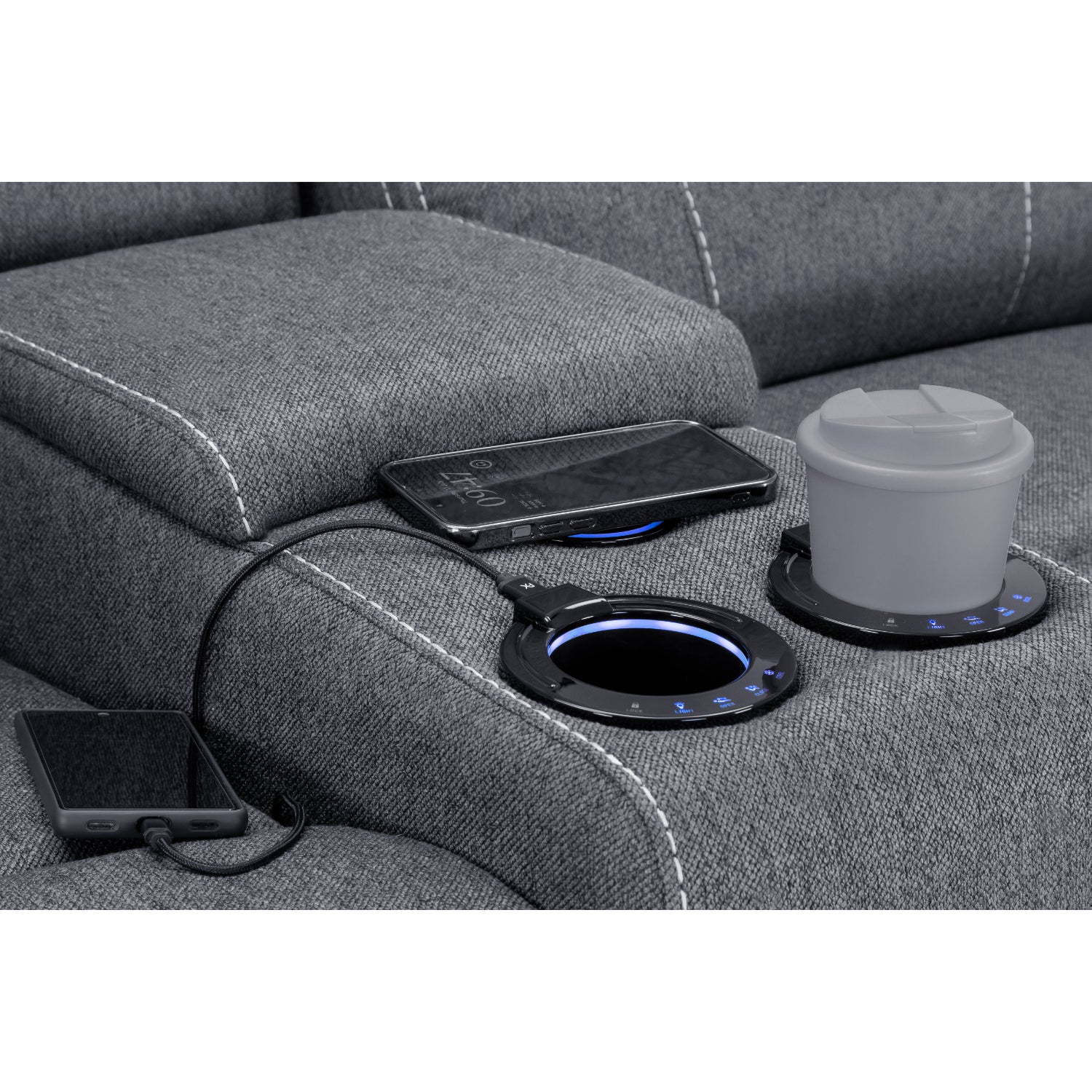 Galaxy Tech Electric Recliner Fabric 3+1+1 Sofa Set In Grey