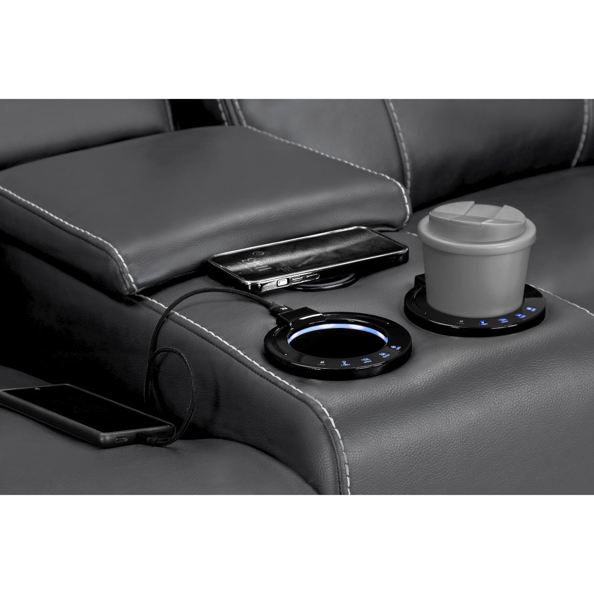 Galaxy Tech Electric Recliner 3+1+1 Sofa Set In Grey