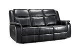 Galaxy Tech Electric Recliner 3 Seater Leather in Black
