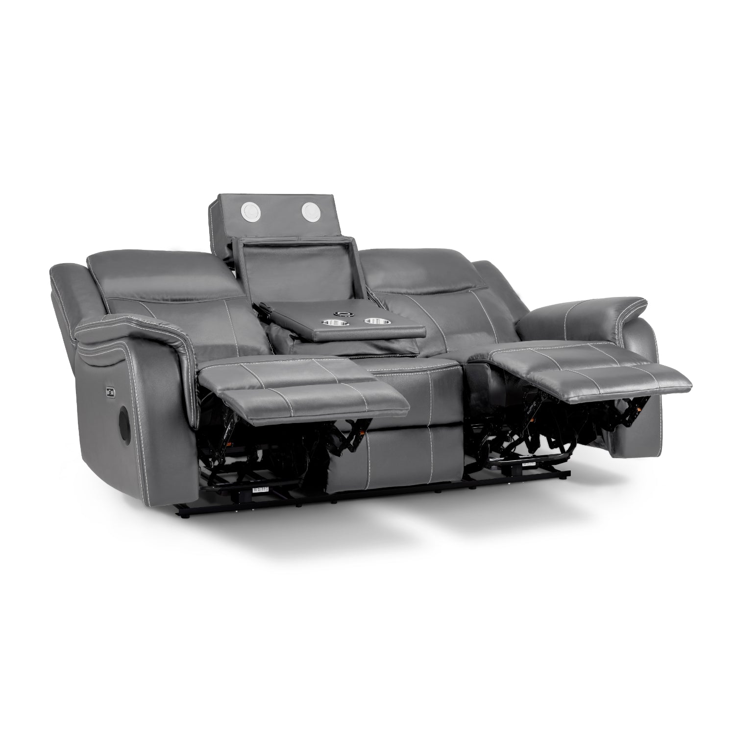 Galaxy Tech Electric Recliner 3+2+1  Leather Sofa Set In Grey