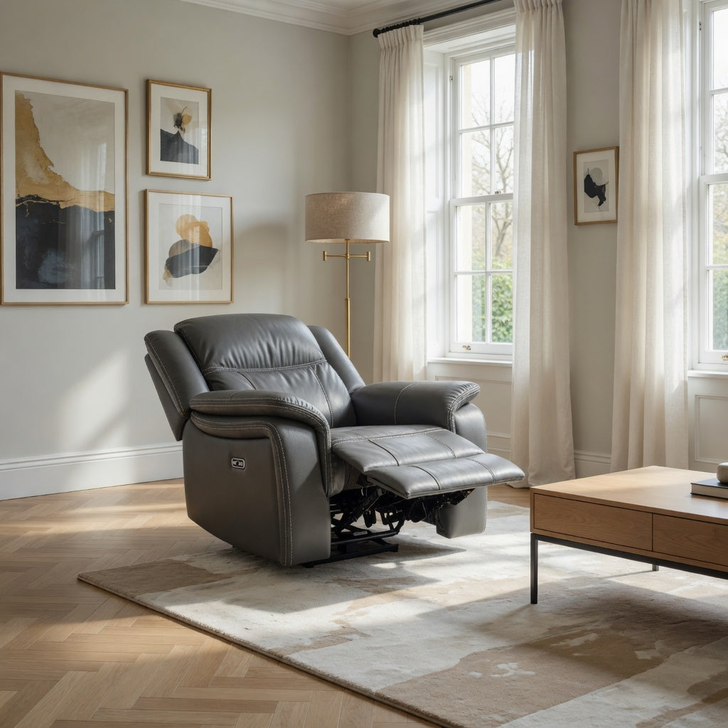 Galaxy Tech Electric Recliner 3+1+1 Sofa Set In Grey