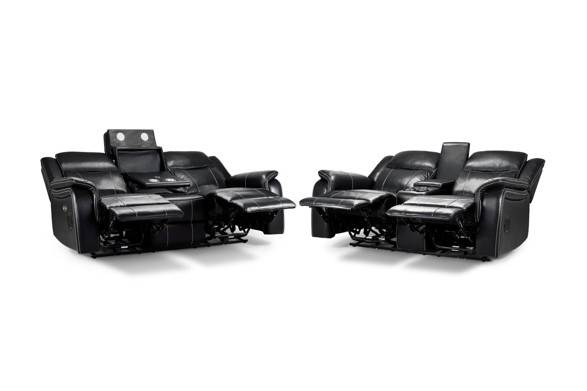 Galaxy Tech Electric Recliner 3+2 Sofa Set in  Black