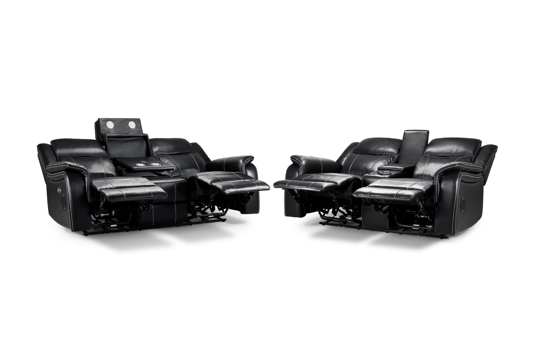 Galaxy Tech Electric Recliner 3+2 Sofa Set in  Black