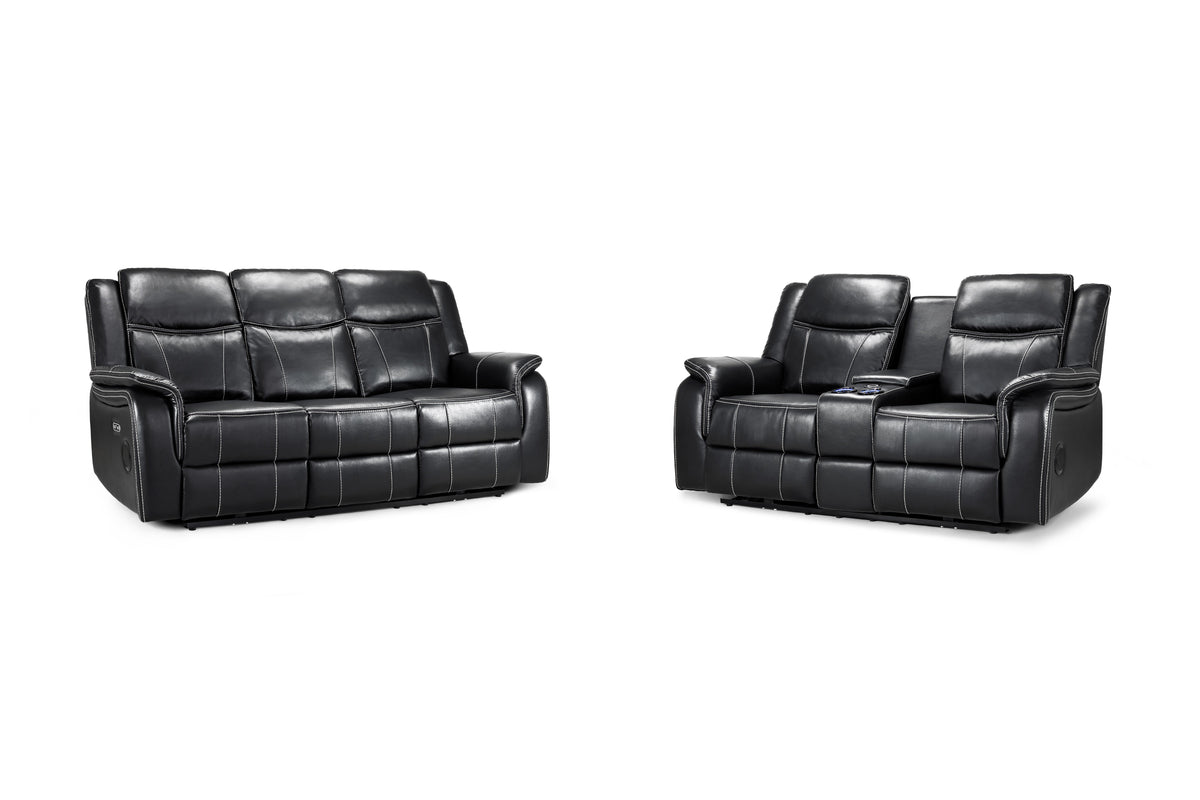 Galaxy Tech Electric Recliner 3+2 Sofa Set in  Black