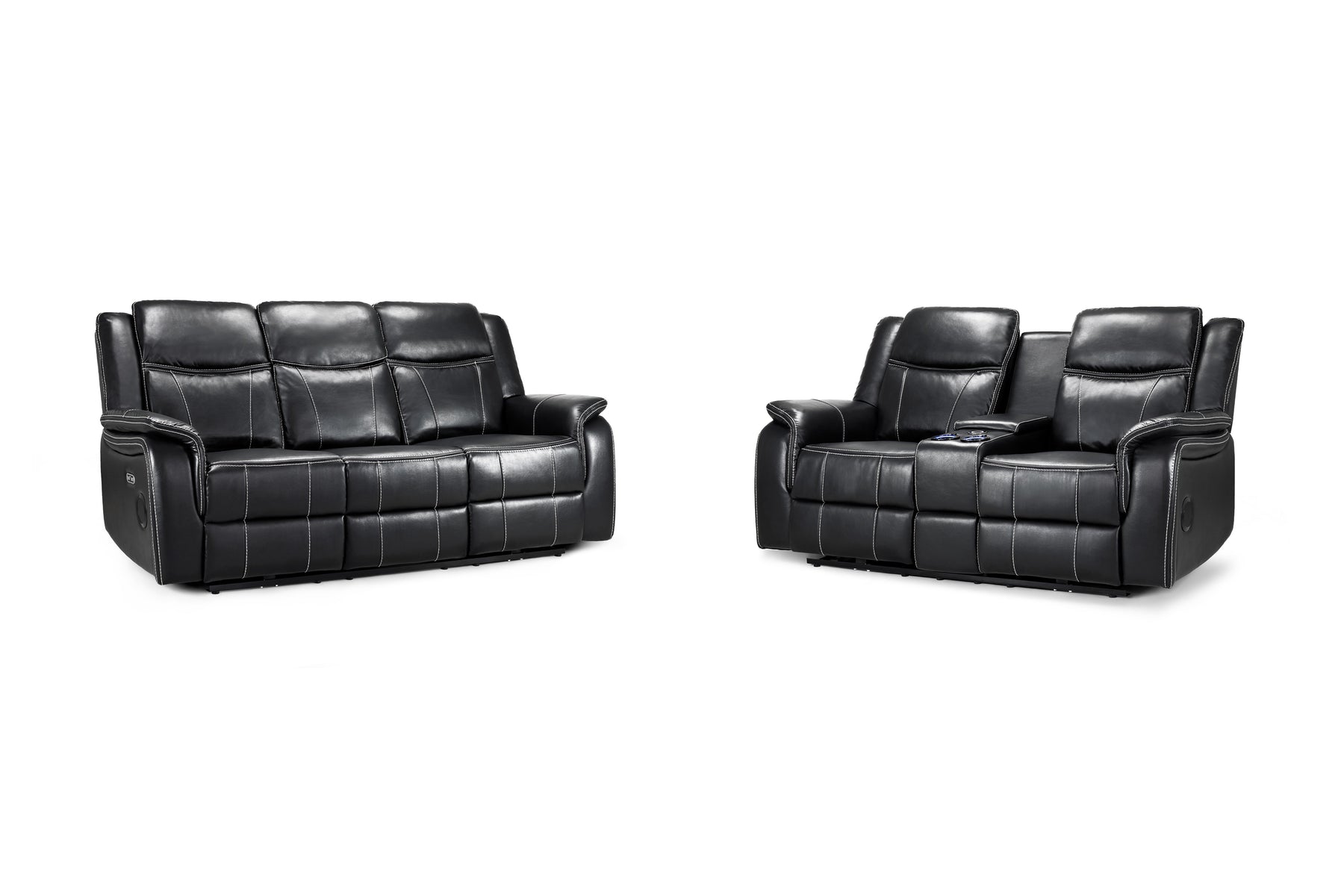 Galaxy Tech Electric Recliner 3+2 Sofa Set in  Black