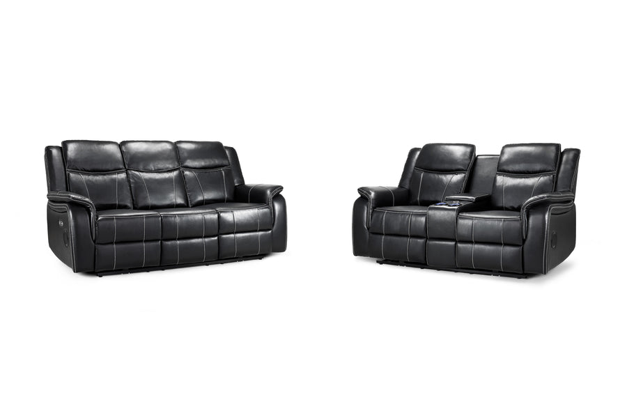 Kirkby Black Faux Leather 3+2 Electric Recliner Sofa Set - image 5
