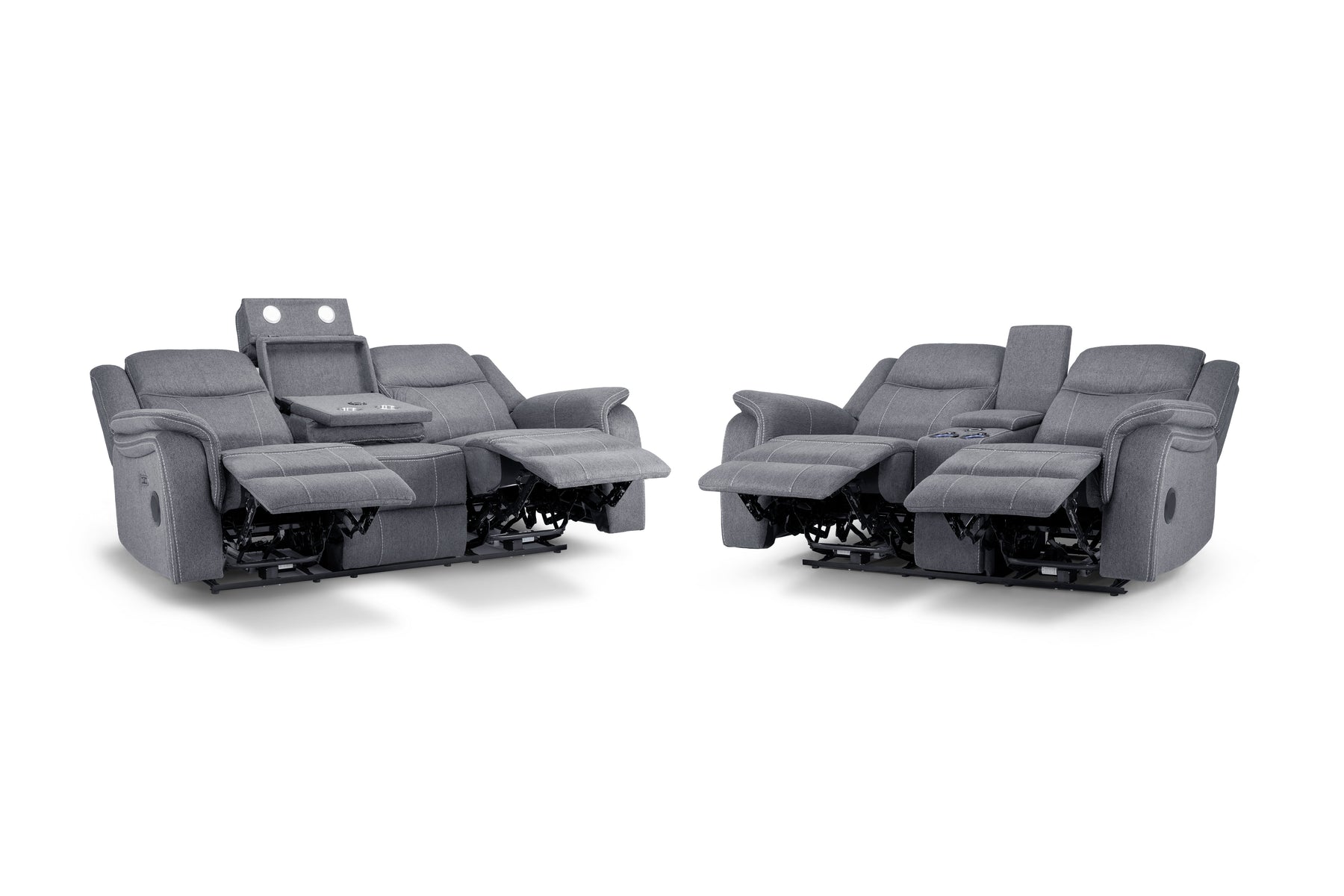 Galaxy Tech Electric Recliner 3+2  Sofa Set in Grey Fabric
