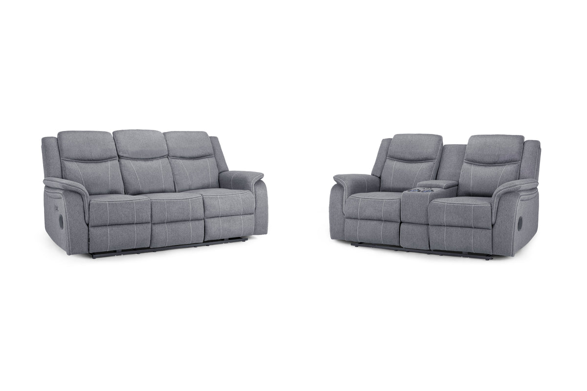 Galaxy Tech Electric Recliner 3+2  Sofa Set in Grey Fabric