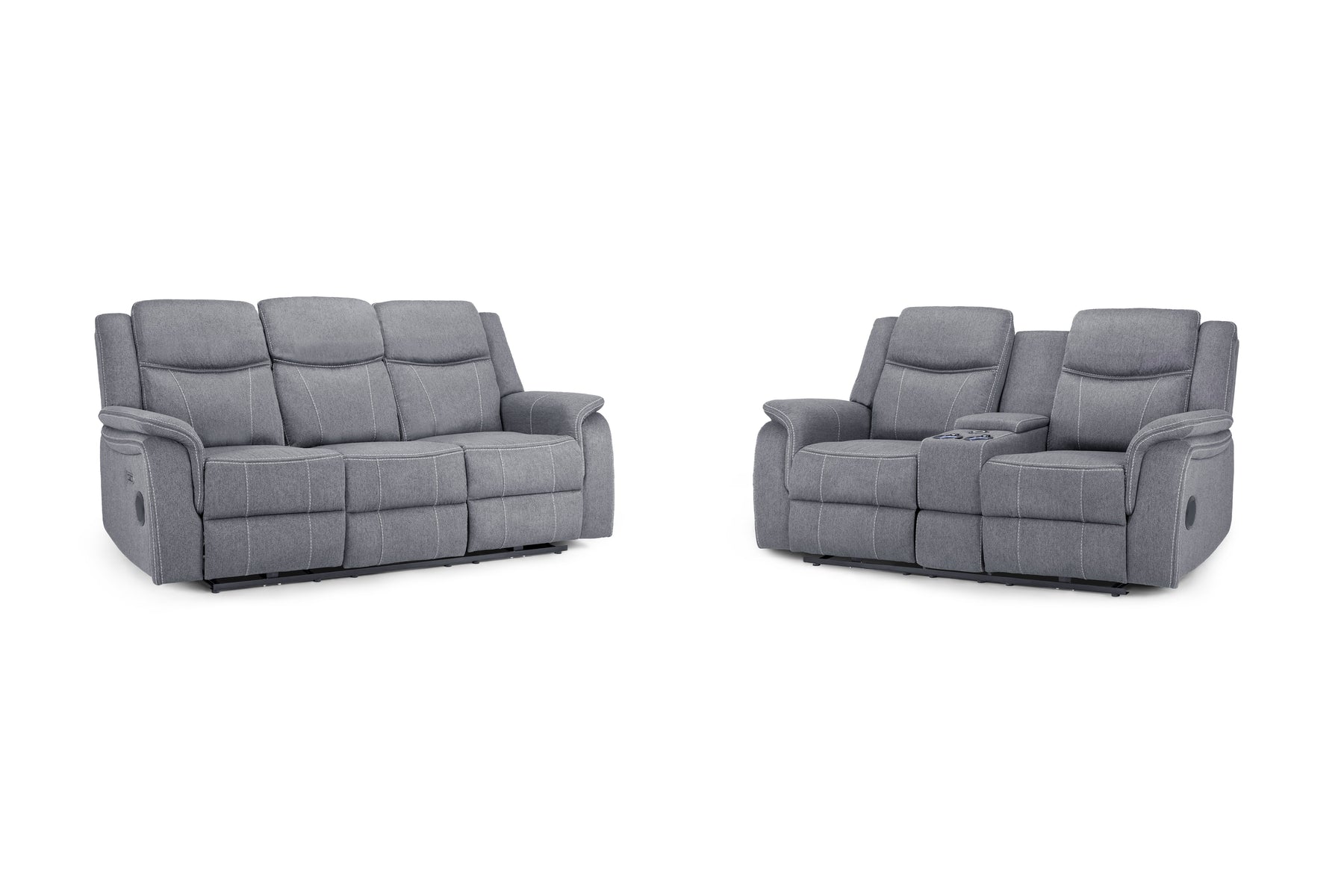 Galaxy Tech Electric Recliner 3+2  Sofa Set in Grey Fabric