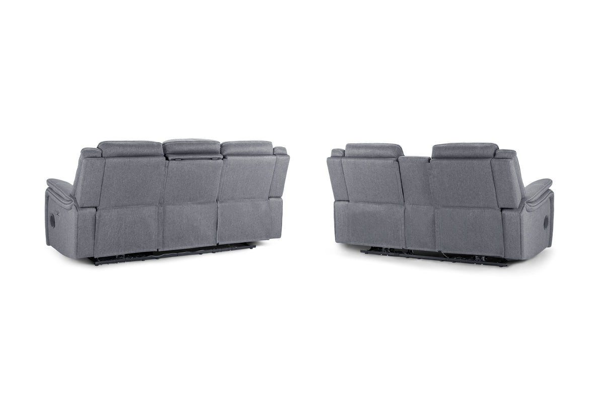 Galaxy Tech Electric Recliner 3+2  Sofa Set in Grey Fabric