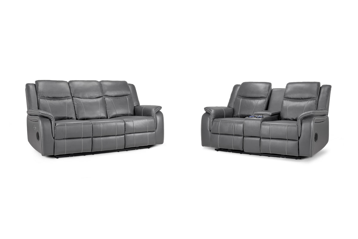 Galaxy Tech Electric Recliner Sofa 3+2 Set In Grey