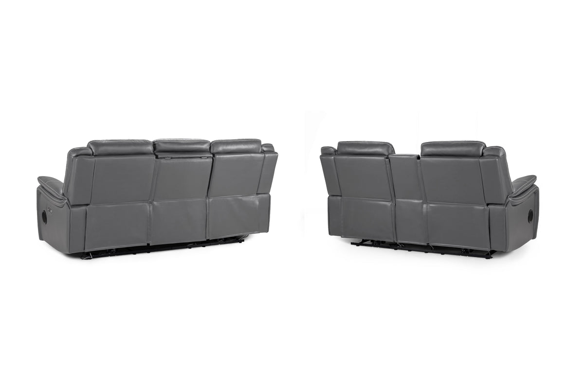 Galaxy Tech Electric Recliner Sofa 3+2 Set In Grey