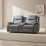Galaxy Tech Recliner Fabric 2 Seater In Grey