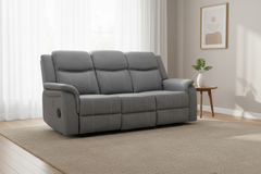 Galaxy Tech Recliner Fabric 3 Seater - Grey
