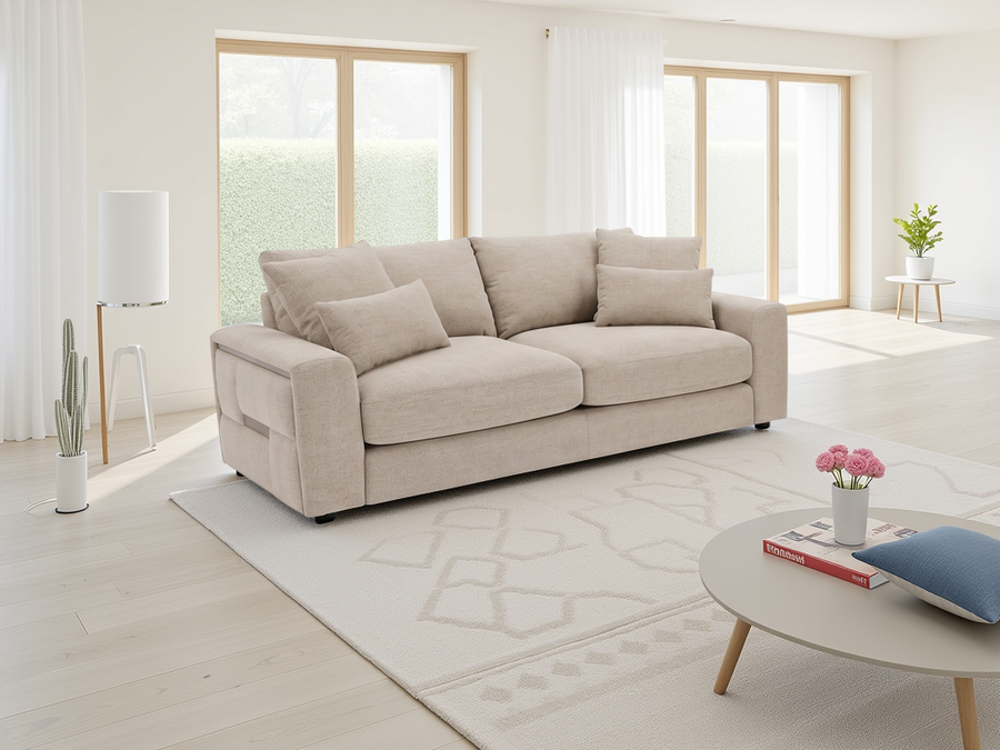 Alnwick Beige 3 Seater Sofa