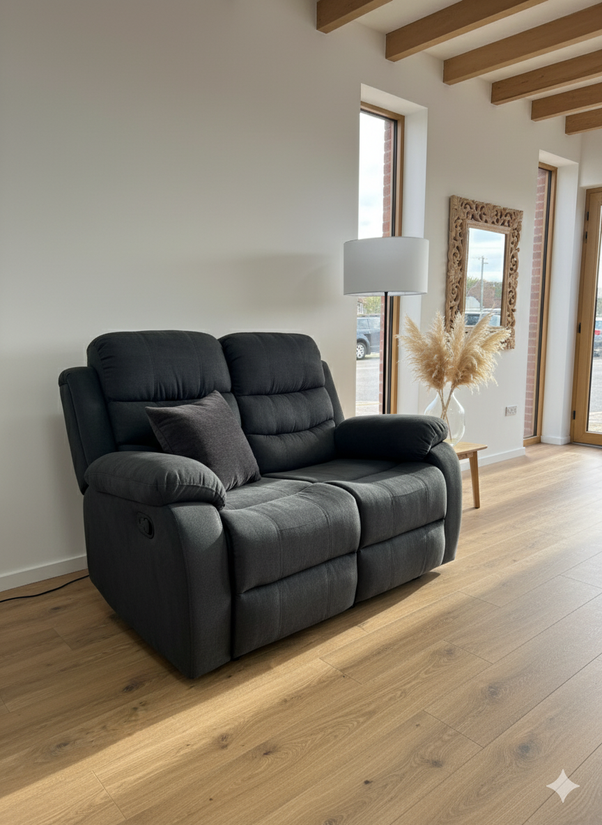 Stanley Manual Recliner Sofa 3+2+1 In  Black