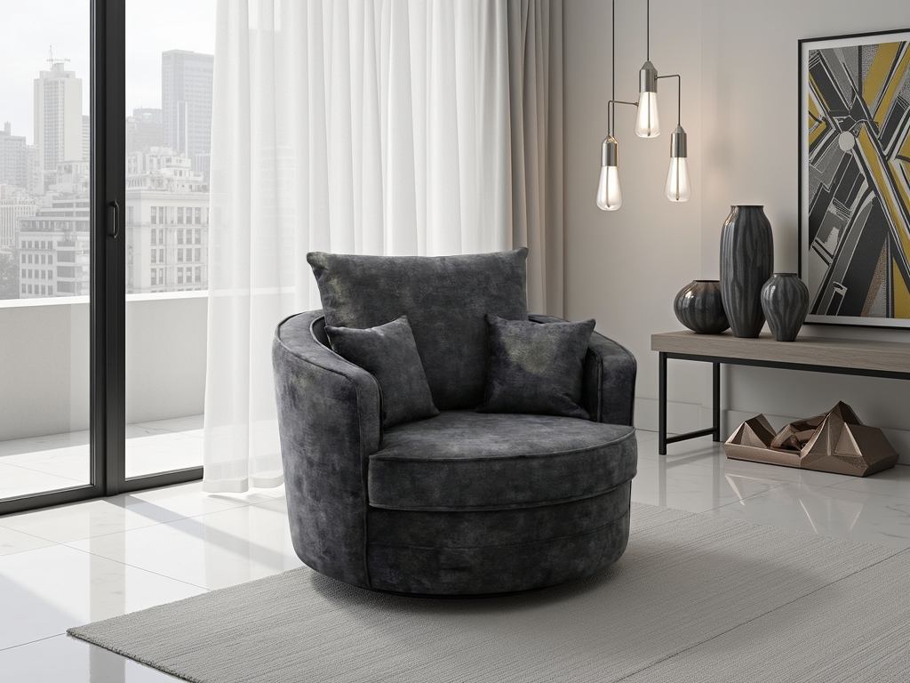 Serena Sofa Swivel Chair in Black