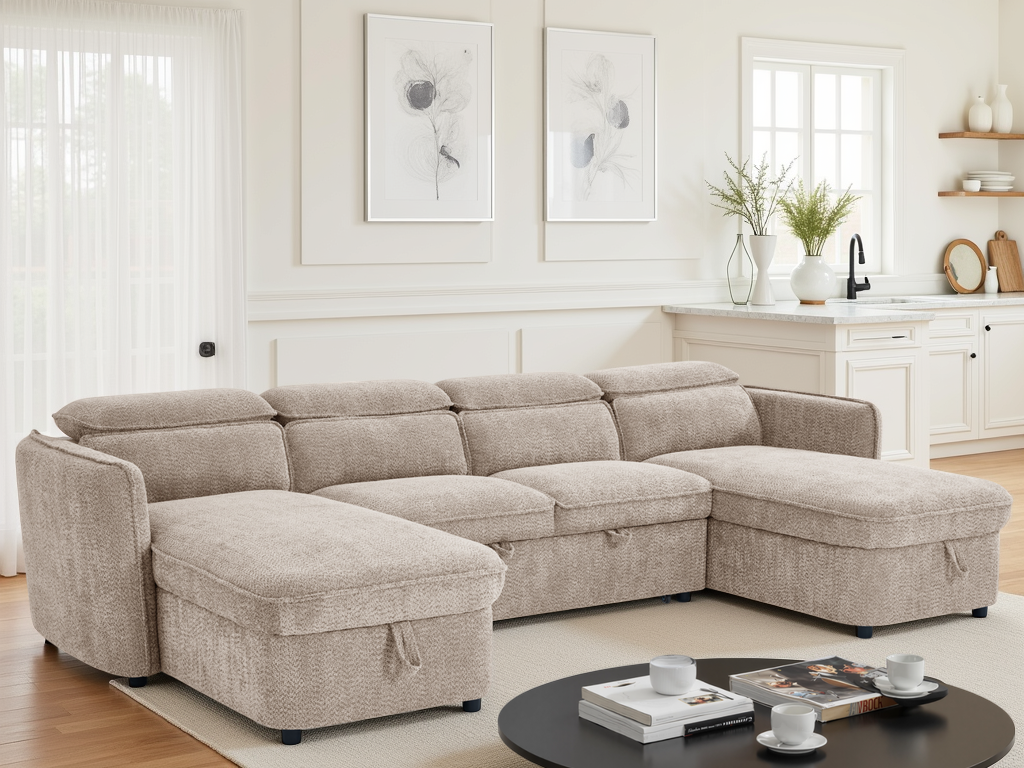 Capri Sofabed U Shape Corner In Beige