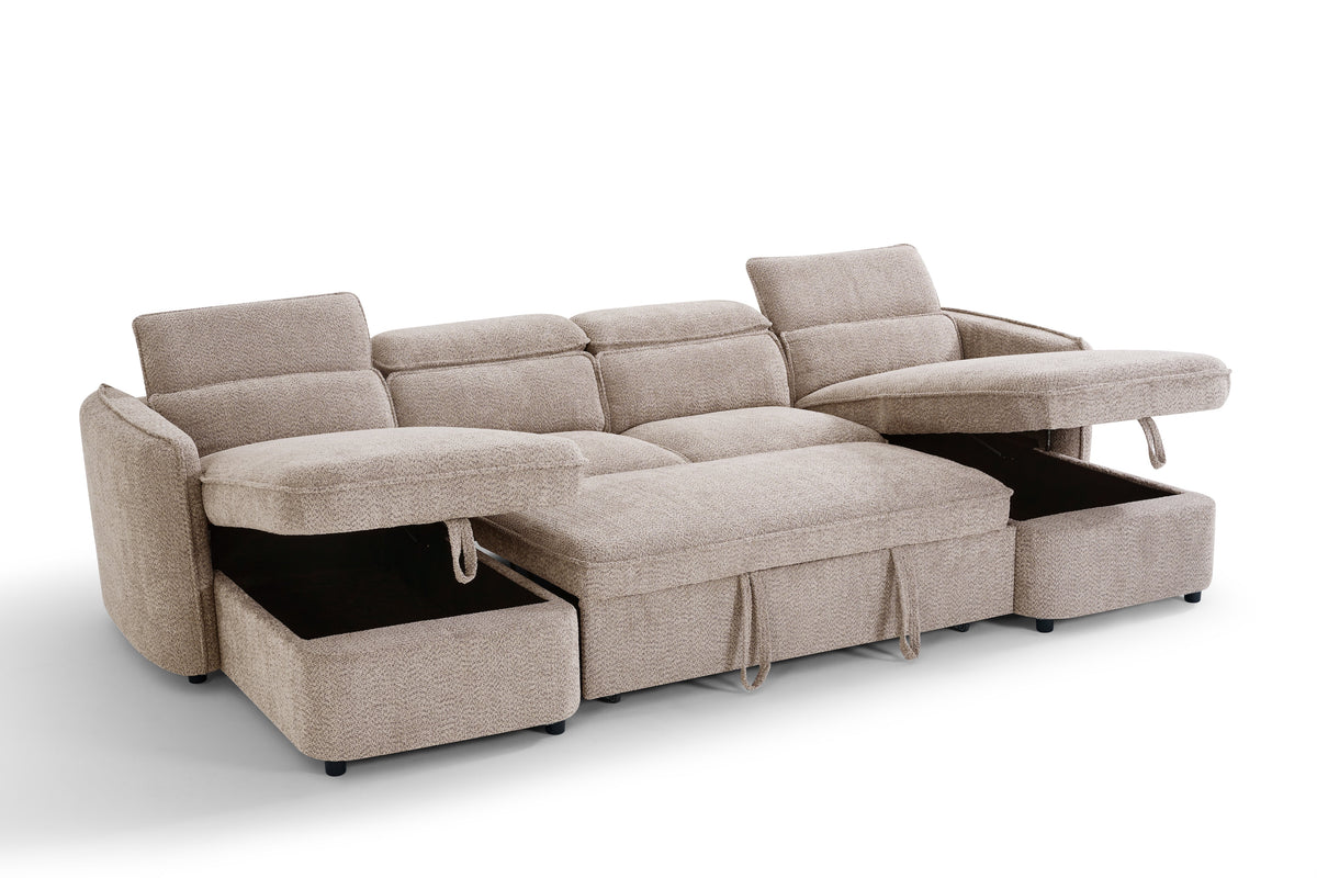 Capri Sofabed U Shape Corner In Beige