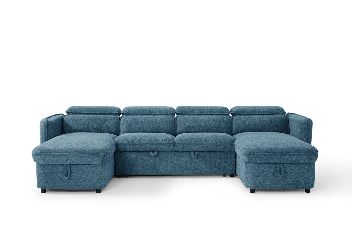 Capri Sofabed U Shape Corner In Blue