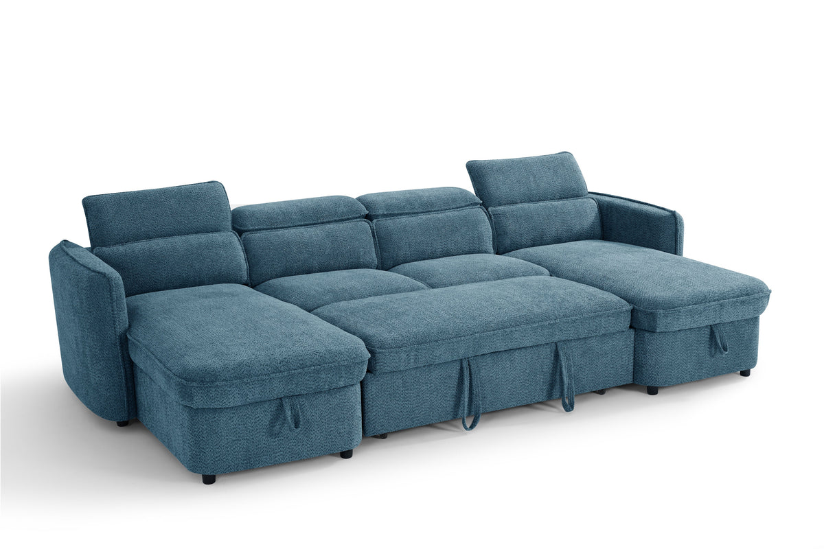 Capri Sofabed U Shape Corner In Blue