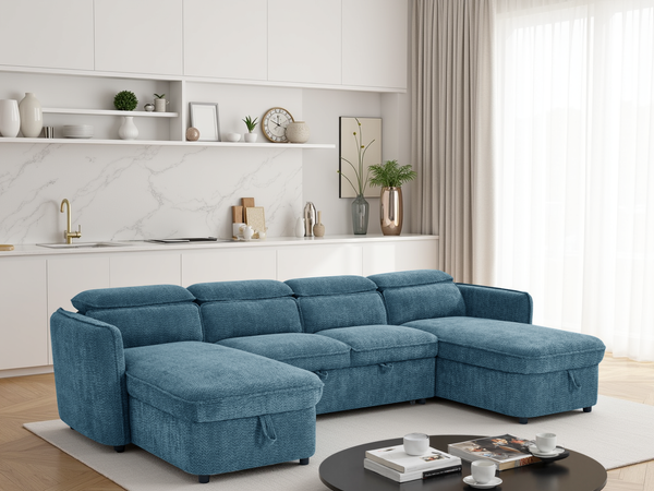 Capri Sofabed U Shape Corner In Blue
