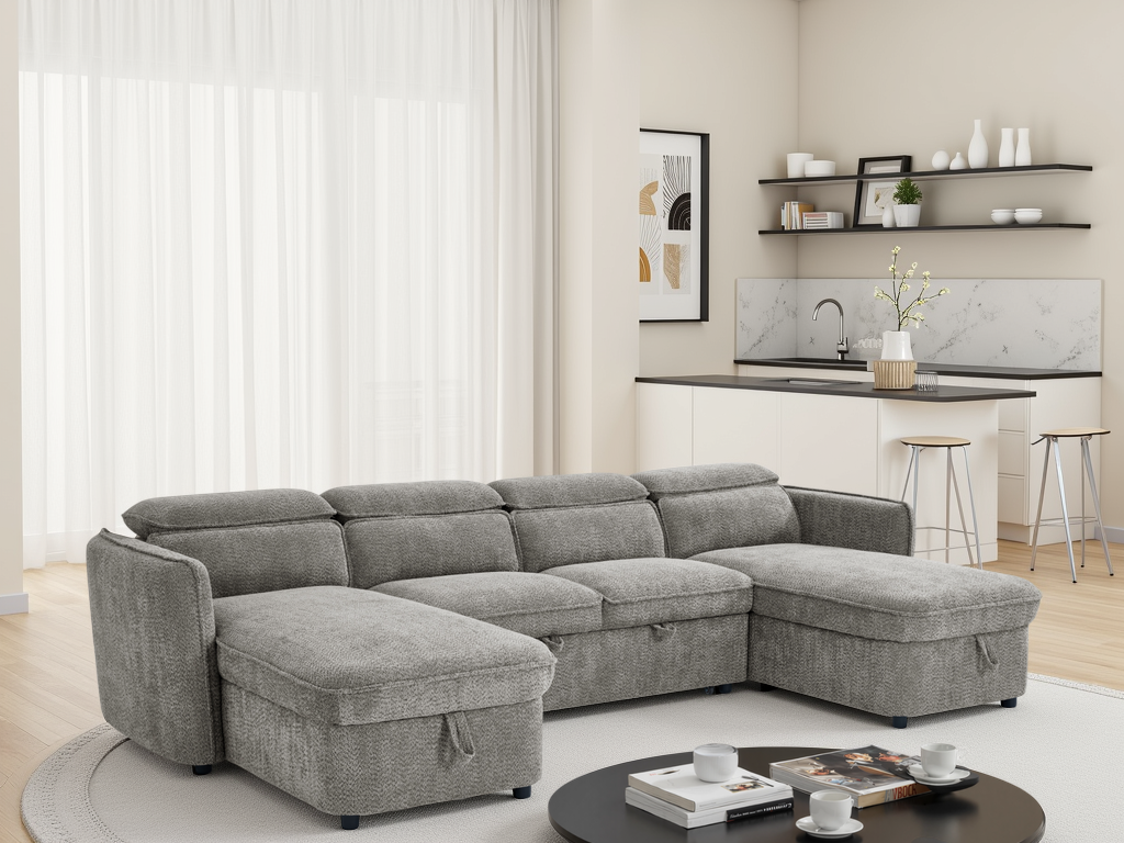 Capri Sofabed U Shape Corner In Grey