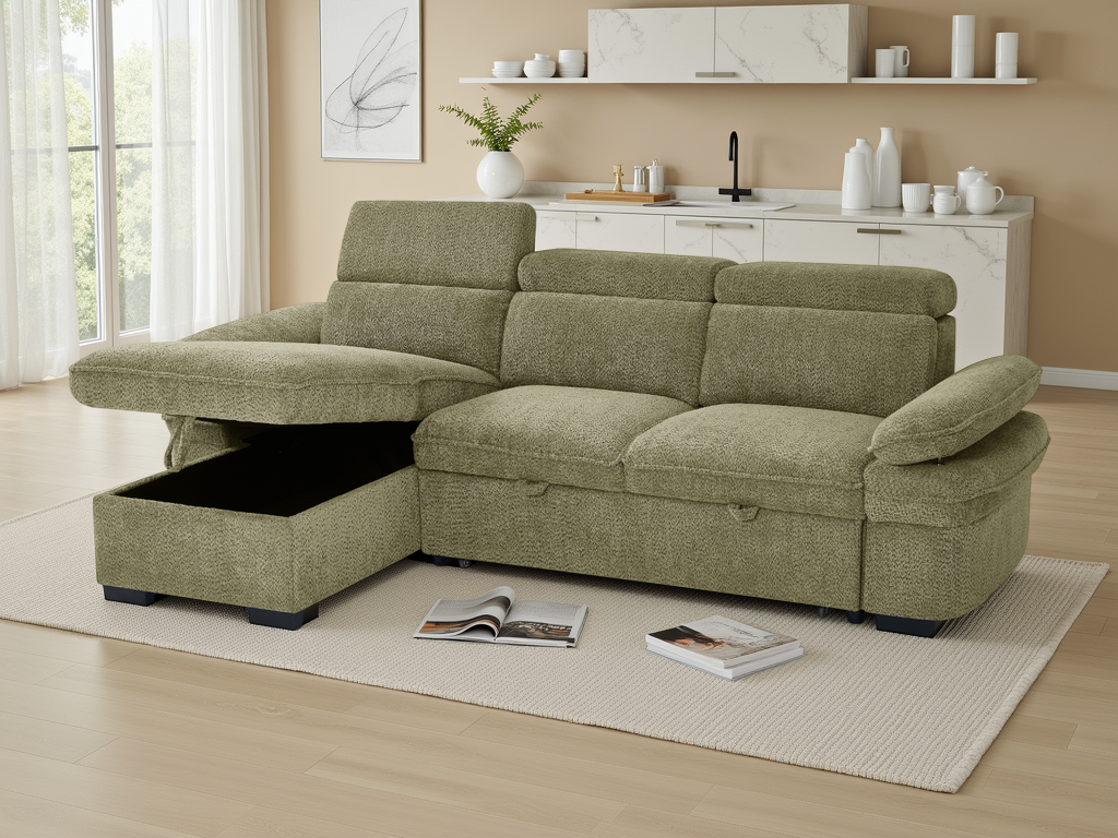 Hudson Sofabed Universal Corner In  Green