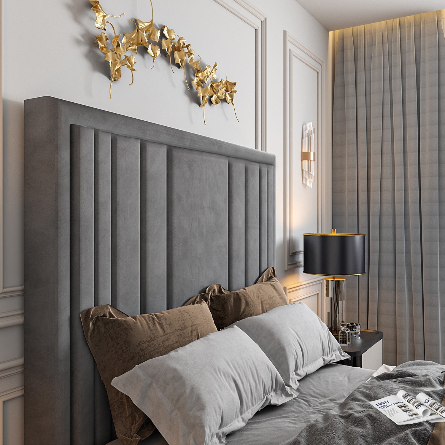 Atom Upholstered Soft Velvet TV Bespoke Bed Frame