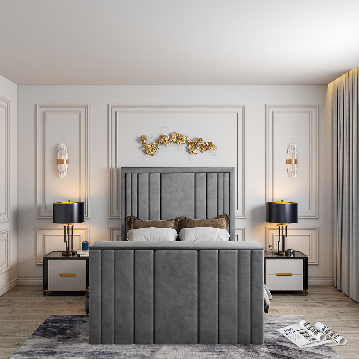 Atom Upholstered Soft Velvet TV Bespoke Bed Frame
