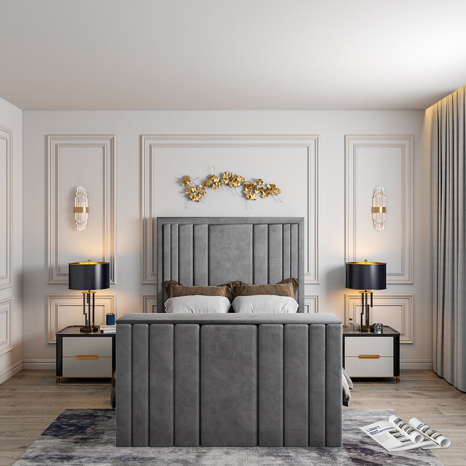 Atom Upholstered Soft Velvet TV Bespoke Bed Frame