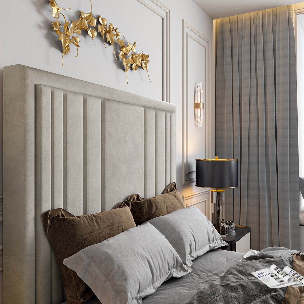 Atom Upholstered Soft Velvet TV Bespoke Bed Frame